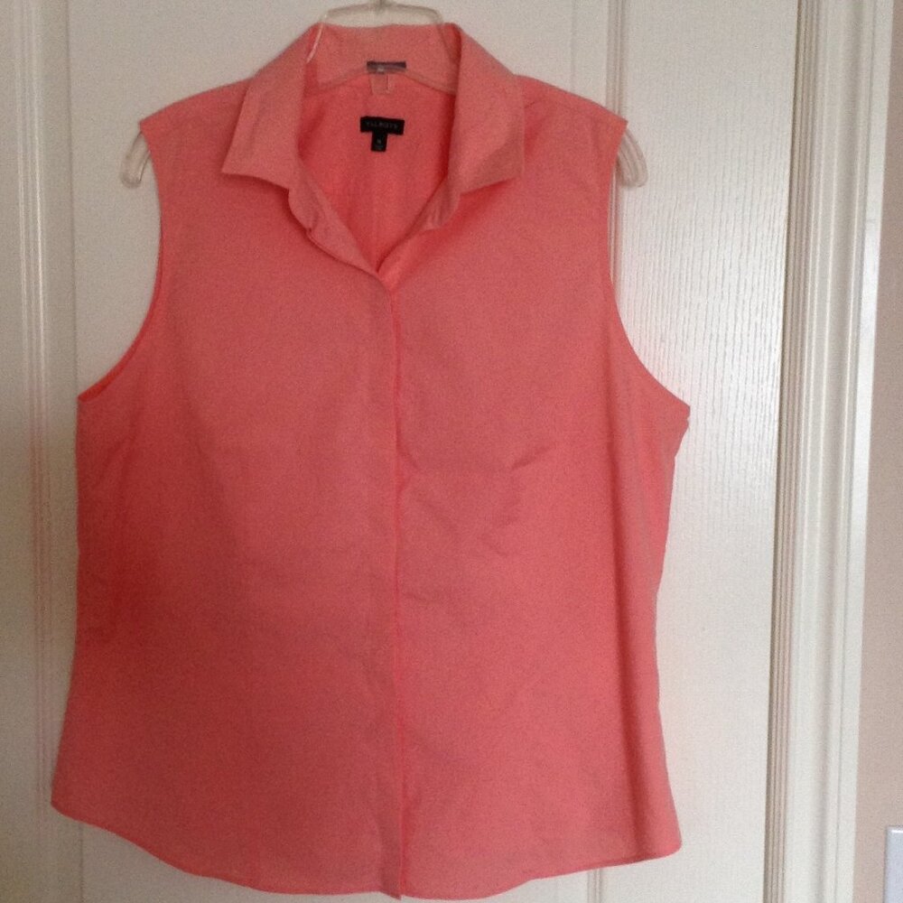 Talbots Coral Sleeveless Button-down Blouse 16